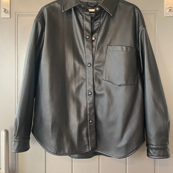 Pull&Bear Vegan Leather Shirt Jacket - Picture 2 of 4